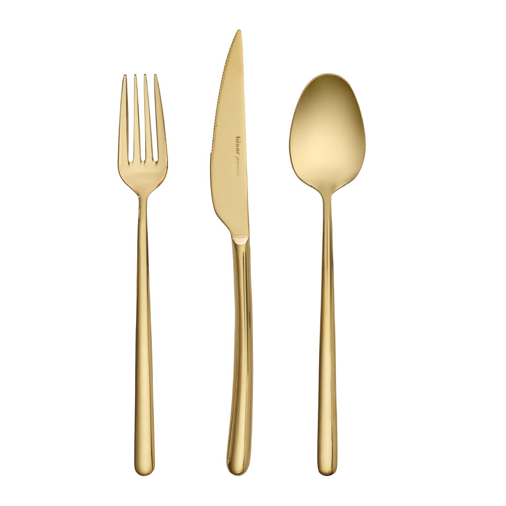 Hisar Bahama 30 Parça Çatal Kaşık Bıçak Takımı Titanyum Gold - 5
