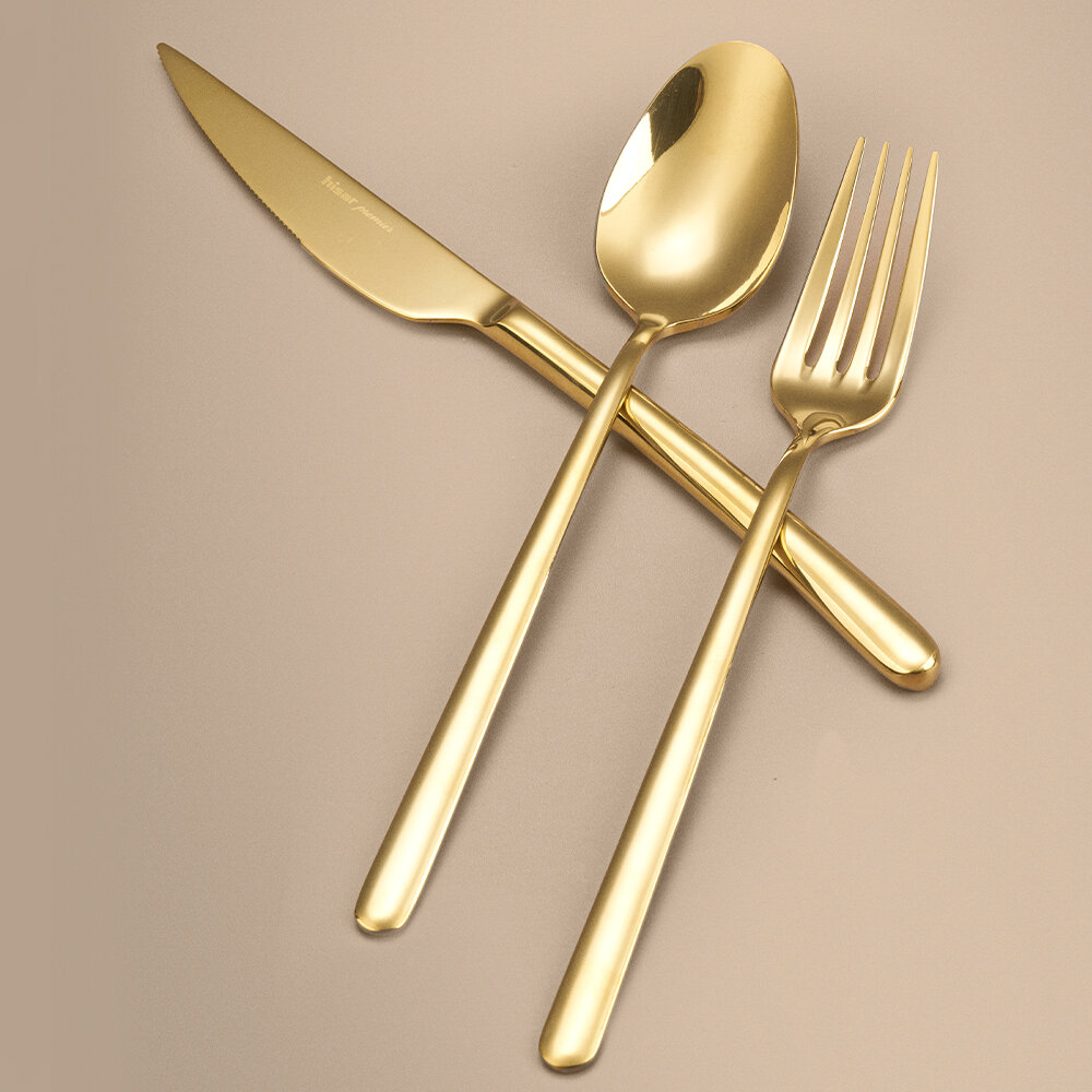 Hisar Bahama 30 Parça Çatal Kaşık Bıçak Takımı Titanyum Gold - 1